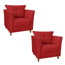 Ver imagem 1 de Jogo 02 Poltrona Estofada Com Almofada Isis Recepção Consultório Suede Vermelho - LM DECOR