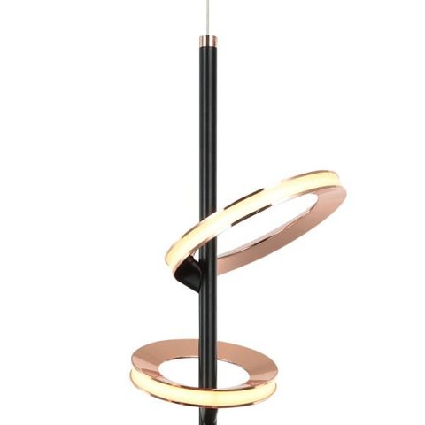 Pendente Bella BB012 Ginga LED 16,5W 3000k Ø23,5x52cm Rose Gold / Preto