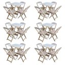 Ver imagem 1 de Kit 6 Conjuntos De Mesa Com 4 Cadeiras De Madeira Dobravel 70X70 Sem Pintura/Crua - Marrom