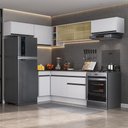 Ver imagem 3 de Armário de Cozinha Completa de Canto com Rodapé Veneza Multimóveis V2095 Branco/Preto