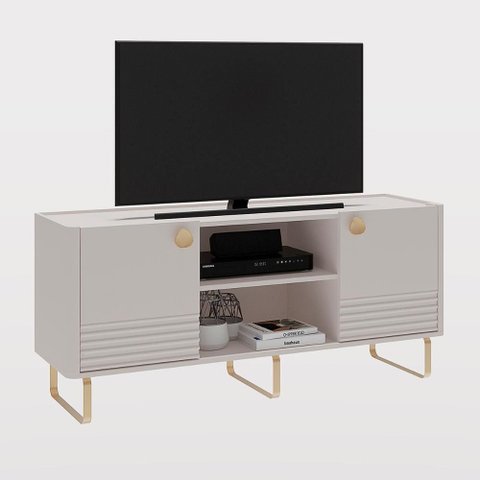 Rack Bancada Bossa para Tv até 60" Polegadas Pés Metálicos Off White