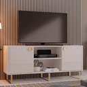 Ver imagem 2 de Rack Bancada Bossa para Tv até 60" Polegadas Pés Metálicos Off White