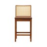 Banqueta Média Pérola Madeira Maciça com Telinha C- 62cm Altura - Amêndoa Assento Estofado - 8