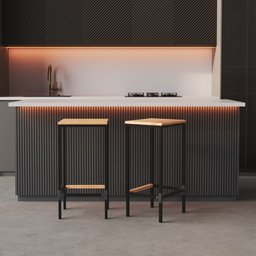 Banqueta em Aço Alta Industrial com Assento de Madeira Maciça 75cm Preto - 3