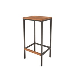 Banqueta em Aço Alta Industrial com Assento de Madeira Maciça 75cm Preto - 4