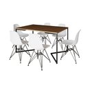 Ver imagem 6 de Mesa Industrial Jantar Retangular 137x90cm Amêndoa Base V com 6 Cadeiras Eames Eiffel Brancas Ferro