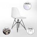 Ver imagem 4 de Mesa Industrial Jantar Retangular 137x90cm Amêndoa Base V com 6 Cadeiras Eames Eiffel Brancas Ferro