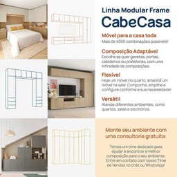 Módulo 70x180 2 Portas 1 Kit Prateleira 3 Gavetas Frame CabeCasa MadeiraMadeira - 2
