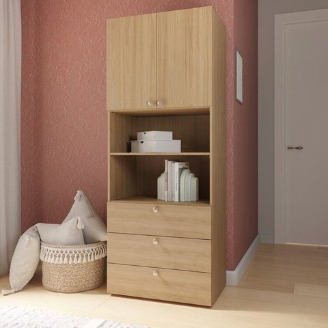 Módulo 70x180 2 Portas 1 Kit Prateleira 3 Gavetas Frame CabeCasa MadeiraOriginals