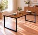 Ver imagem 2 de Mesa de Jantar Reforçada Industrial 190x70cm Tampo Marrom Pés Preto