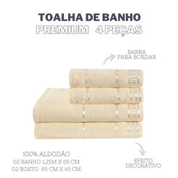 Jogo de Toalhas Banho 5 Peças 100% Algodão Linha Premium Hipoalergenica: Baunilha - 2
