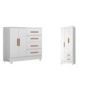 Ver imagem 2 de Quarto Bebê Infantil com Guarda-Roupa 3 Portas e 2 Gavetas com Cômoda 4 Gavetas e 2 Portas Lite Branco