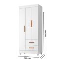 Ver imagem 3 de Quarto Bebê Infantil com Guarda-Roupa 3 Portas e 2 Gavetas com Cômoda 4 Gavetas e 2 Portas Lite Branco