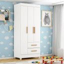 Ver imagem 6 de Quarto Bebê Infantil com Guarda-Roupa 3 Portas e 2 Gavetas com Cômoda 4 Gavetas e 2 Portas Lite Branco