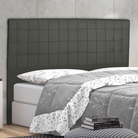 Cabeceira Cama Box Casal Paris Slim 140 Cm Suede Cinza MV Estofados