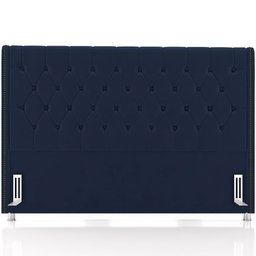 Cabeceira Cama Box Casal 140cm Estofada Frizza P05 Veludo Azul Marinho - Lyam Decor - 5 Cabeceira Cama Box Casal 140cm Estofada Frizza P05 Veludo Azul Marinho - Lyam Decor - 5