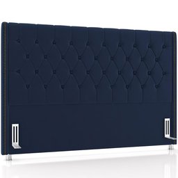 Cabeceira Cama Box Casal 140cm Estofada Frizza P05 Veludo Azul Marinho - Lyam Decor - 1 Cabeceira Cama Box Casal 140cm Estofada Frizza P05 Veludo Azul Marinho - Lyam Decor - 1