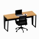 Ver imagem 4 de Mesa Escritório 1,80m X 0,60m Pé Metal e Cadeira Diretor F5 Cor:freijó com Preto