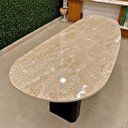 Ver imagem 2 de Mesa de Jantar Orgânica Cora 160x90cm Base Dupla - Mármore Travertino