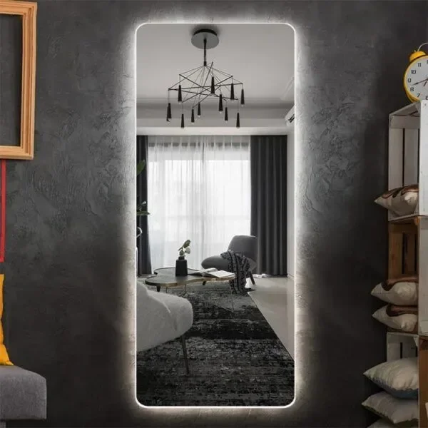 Espelho Orgânico Decorativo Lapidado com Led 170x70 Cm E14 para Sala, Quarto, Banheiro, 6000k 110v