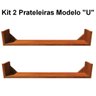 Kit 2 Prateleira em Madeira De Demolição Modelo U medindo 70x15x15 - Marrom - 1