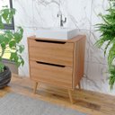 Ver mais imagens de Gabinete para Banheiro 60 Cm 2 Gavetas com Cuba Robin Amêndoa