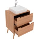 Ver imagem 3 de Gabinete para Banheiro 60 Cm 2 Gavetas com Cuba Robin Amêndoa