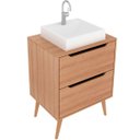 Ver imagem 1 de Gabinete para Banheiro 60 Cm 2 Gavetas com Cuba Robin Amêndoa