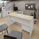 Ver imagem 6 de Conjunto Mesa de Escritório Conexão em L e Gaveteiro Volante 4 Gavetas 140cm Dubai e Branco Bege