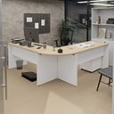 Ver imagem 5 de Conjunto Mesa de Escritório Conexão em L e Gaveteiro Volante 4 Gavetas 140cm Dubai e Branco Bege