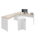 Ver imagem 2 de Conjunto Mesa de Escritório Conexão em L e Gaveteiro Volante 4 Gavetas 140cm Dubai e Branco Bege