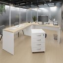 Ver mais imagens de Conjunto Mesa de Escritório Conexão em L e Gaveteiro Volante 4 Gavetas 140cm Dubai e Branco Bege