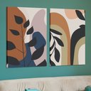 Ver imagem 1 de Conjunto 2 Quadros Decorativos Tela em Lona Minimalista com Ramos 100x60cm Para Sala Quarto