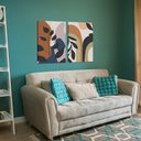 Ver imagem 4 de Conjunto 2 Quadros Decorativos Tela em Lona Minimalista com Ramos 100x60cm Para Sala Quarto