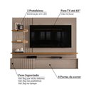 Ver imagem 3 de Rack com Painel Atena para TV de 65 Pol Fendi Natural