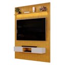 Ver imagem 1 de Painel Trento para TV com Bancada 183 Ripado Cedro com LED- DJ Móveis