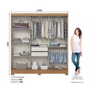 Ver imagem 4 de Guarda Roupa 3 Portas Deslizantes com Aplique Ripado Royal Marrom/Nature/Avelã