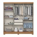 Ver imagem 2 de Guarda Roupa 3 Portas Deslizantes com Aplique Ripado Royal Marrom/Nature/Avelã