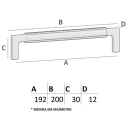 Puxador Zigrinato Il 1780 - Bronze Escovado - 192mm - 5