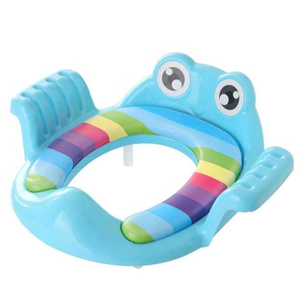 Assento Sanitário Decorado Infantil Sapinho Com Alça Azul - 1