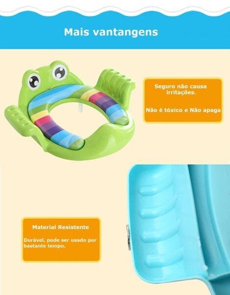 Assento Sanitário Decorado Infantil Sapinho Com Alça Azul - 3
