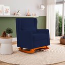 Ver imagem 6 de Poltrona de Amamentação e Descanso Zoe com Base Balanço Veludo Azul Marinho - Desk Design