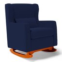 Ver imagem 1 de Poltrona de Amamentação e Descanso Zoe com Base Balanço Veludo Azul Marinho - Desk Design