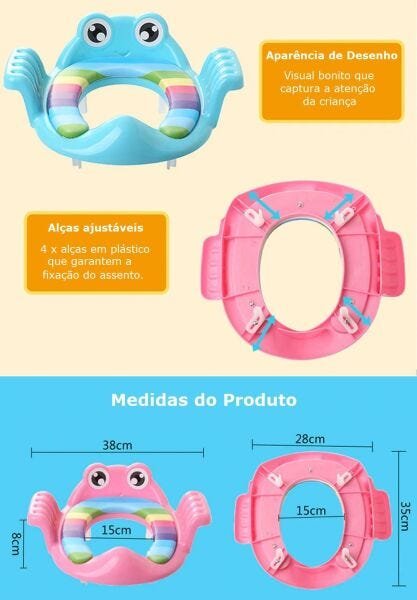 Assento Sanitário Decorado Infantil Com Alça Rosa - 4