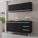 Ver imagem 2 de Balcão de Cozinha com Tampo 160 Cm e Armário Aéreo Andréia Preto Fosco - Ajl