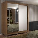 Ver imagem 1 de Guarda-roupa Solteiro Madesa Dallas 2 Portas de Correr com Espelho 2 Gavetas com Pés - Rustic/