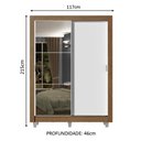 Ver imagem 4 de Guarda-roupa Solteiro Madesa Dallas 2 Portas de Correr com Espelho 2 Gavetas com Pés - Rustic/