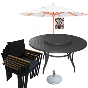 Jogo de Mesa Giratória 6 Cadeiras Indiana Jardim Piscina + Guarda Sol