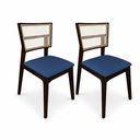 Ver imagem 1 de Kit 2 Cadeiras de Jantar Tela Premium Madeira Maciça Manuela:Azul Veludo/Castanho