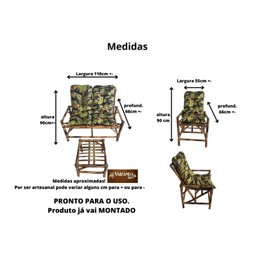 Móveis De Jardim Jogo De Bambu Cadeiras Móveis Conjunto Vime - 3